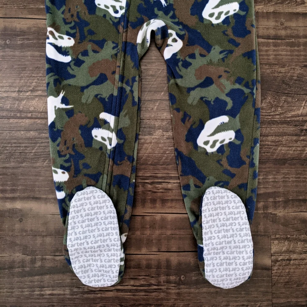 NWT Carter's Dinosaur Camo Fleece Footie Pajamas